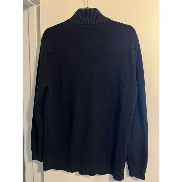 Tesla Mens Black Long Sleeve Pullover Sweater 1/2 Zip Sweater - Picture 2 of 4